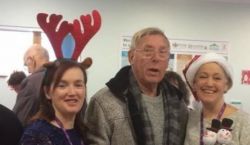 Bedser Hub patient and CSH staff smiling and enjoy festive fun